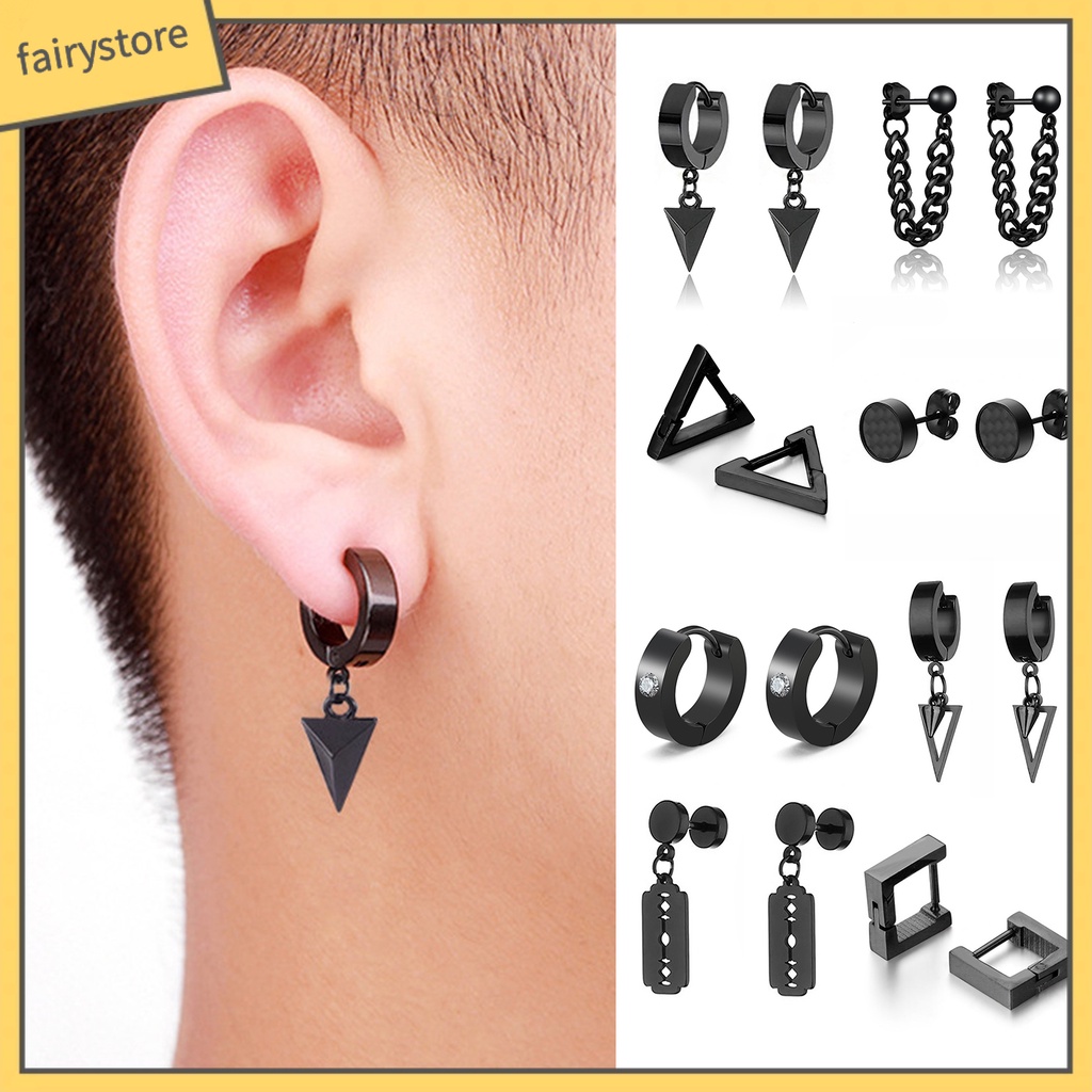 1 Bông Tai Nam Đính Đá Nhiều Hình Dạng Màu Sắc Phong Cách Gothic