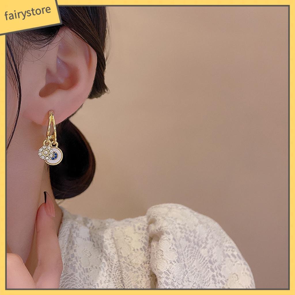 1 Đôi Bông Tai Đính Đá Phong Cách Pháp Cổ Điển Dành Cho Nữ