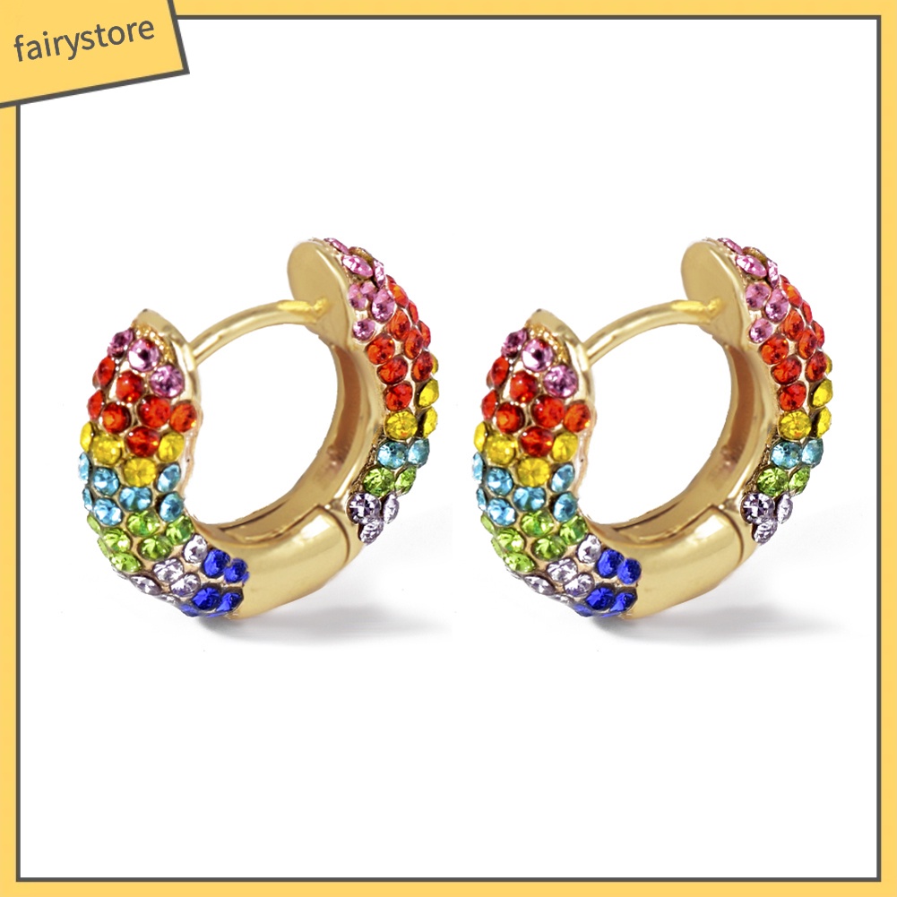 1 Bông Tai Đính Đá Nhiều Màu Thời Trang Dành Cho Nữ