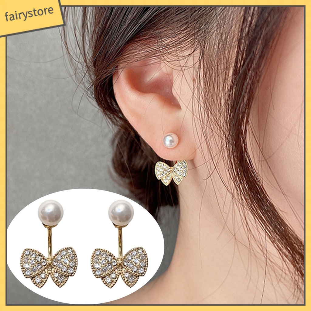 1 Đôi Bông Tai Đính Đá Bằng Hợp Kim Thoải Mái Dành Cho Nữ