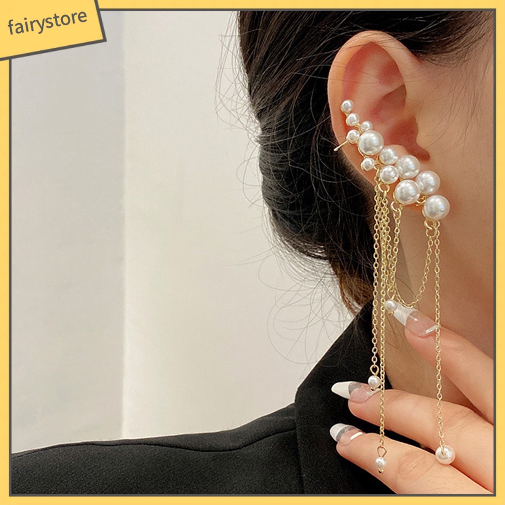 1 Đôi Bông Tai Dáng Dài Đính Ngọc Trai Nhân Tạo Thời Trang