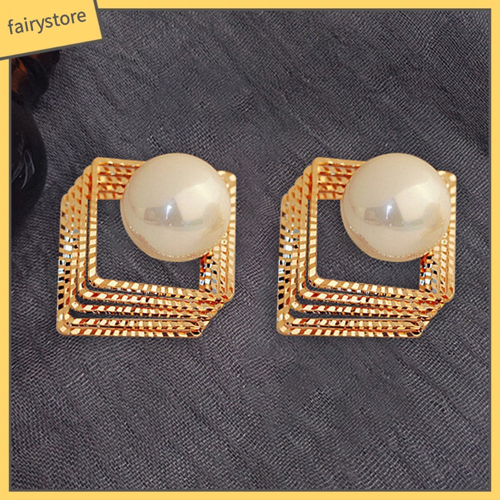 Bông Tai Nhiều Lớp Đính Ngọc Trai Giả Thời Trang Dành Cho Nữ