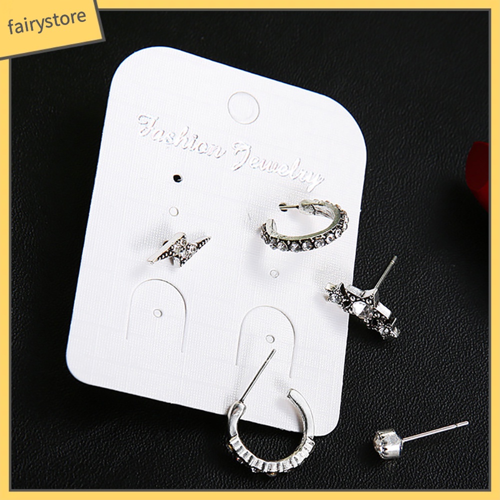 Set 5 Đôi Bông Tai Ngôi Sao Đính Đá Thời Trang Cho Nữ