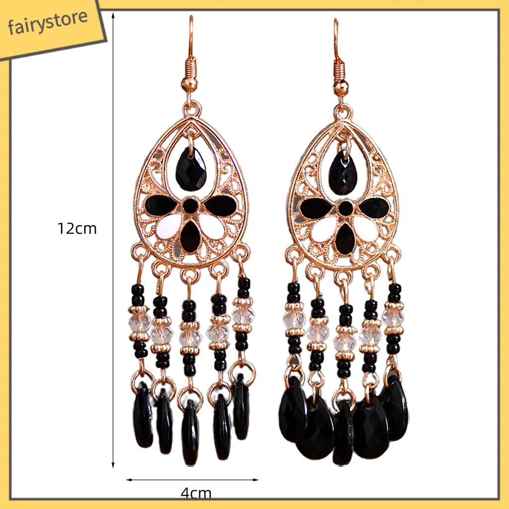 1 Đôi Bông Tai Móc Tua Rua Dáng Dài Phong Cách Bohemian Cổ Điển