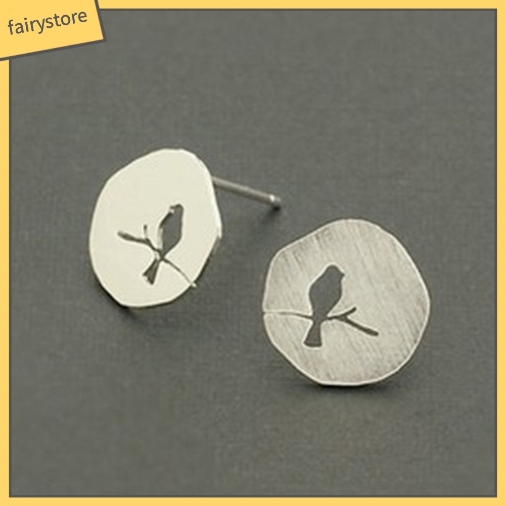 Bông Tai Hình Chim Và Nhánh Cây Rỗng Dễ Thương Cho Nữ