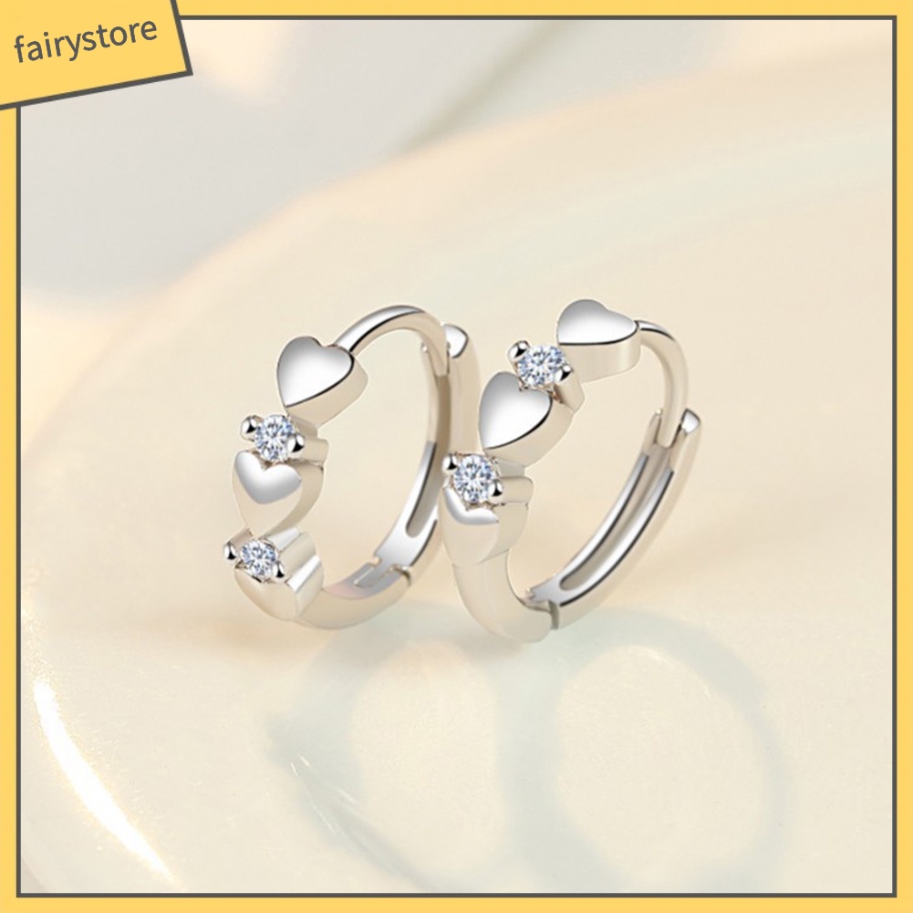 Bông Tai Hình Trái Tim Đính Đá Zircon [FRO] Thanh Lịch Cho Nữ