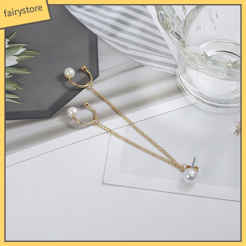 1 Khuyên Vành Tai Chuỗi Đính Ngọc Trai Nhân Tạo Thời Trang