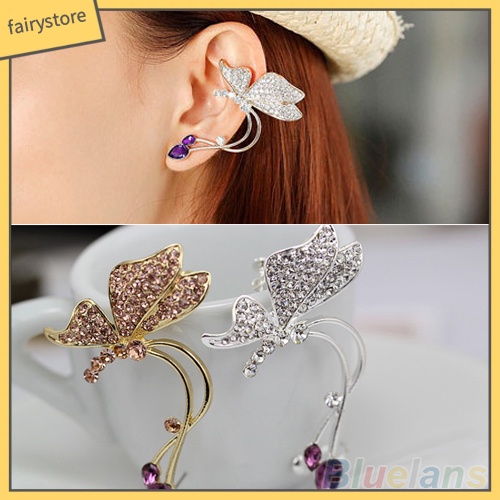 1 Bông Tai Hình Bướm Đính Pha Lê Trang Nhã Dành Cho Nữ