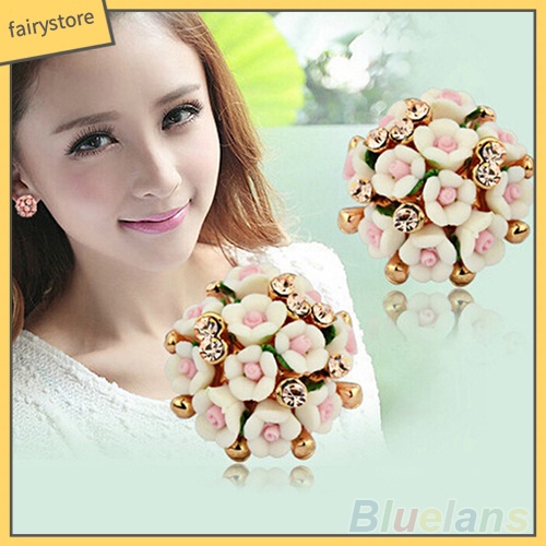 Bông Tai Hình Hoa Đính Đá Lấp Lánh Cho Cô Dâu