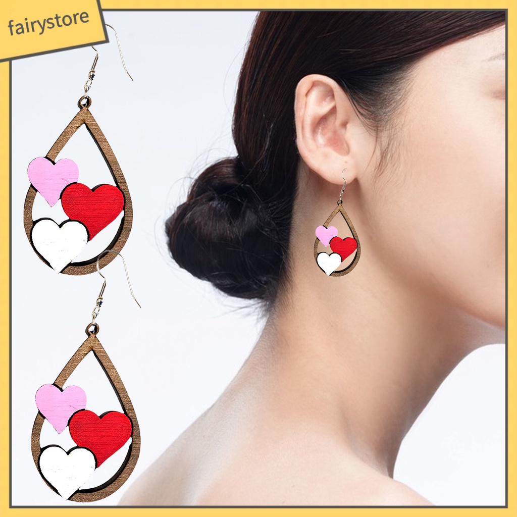 1 Đôi Bông Tai Hình Giọt Nước Bằng Gỗ Nhiều Màu Thời Trang Cho Nữ