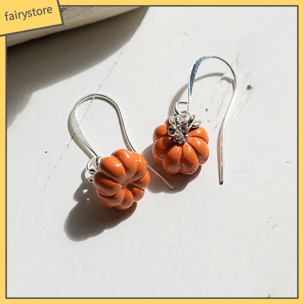 1 Đôi Bông Tai Mạ Bạc Hình Trái Bí Ngô Phong Cách Halloween Thời Trang Cho Nữ