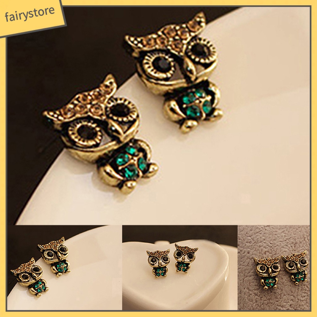 1 Đôi Bông Tai Hình Chim Cú Bằng Hợp Kim Dễ Thương Phong Cách Vintage Dành Cho Nữ