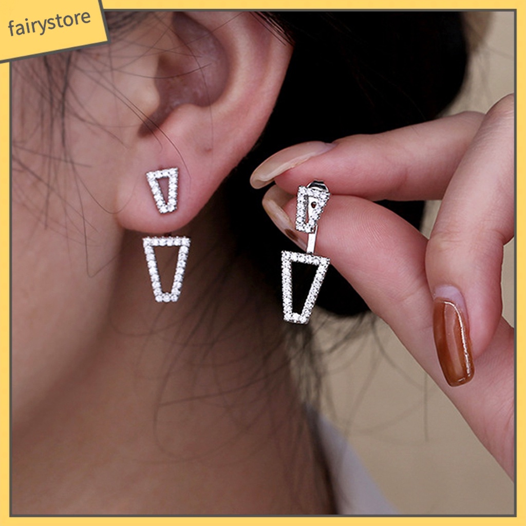 1 Đôi Bông Tai Hình Học Đính Đá Màu Sắc Lấp Lánh Thời Trang Cho Nữ