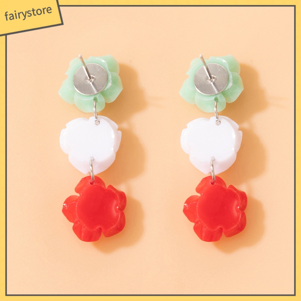 1 Đôi Bông Tai Dáng Dài Hình Hoa Thiết Kế Tối Giản Thời Trang Dự Tiệc