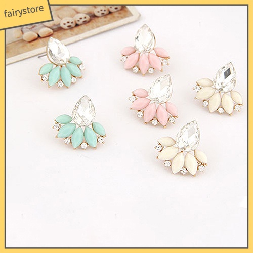 Đôi Bông Tai Hình Giọt Nước Đính Đá Thời Trang Cho Nữ