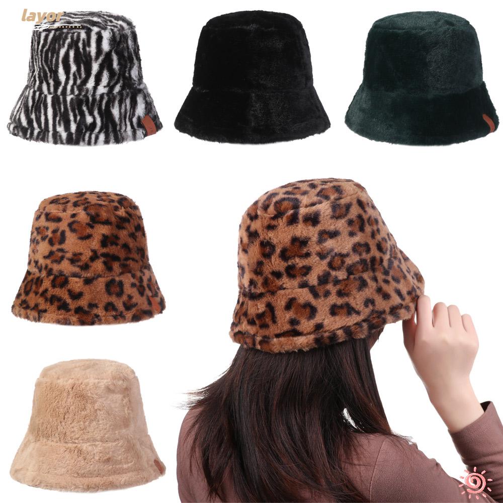 Nón Bucket Họa Tiết Da Báo Thời Trang Mùa Đông Cho Nữ