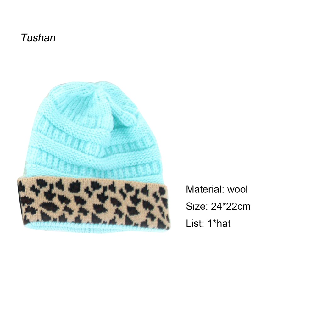 Mũ Beanie Dệt Kim Dày Dặn In Họa Tiết Da Báo Trọng Lượng Nhẹ Thời Trang Thu Đông Cho Nữ