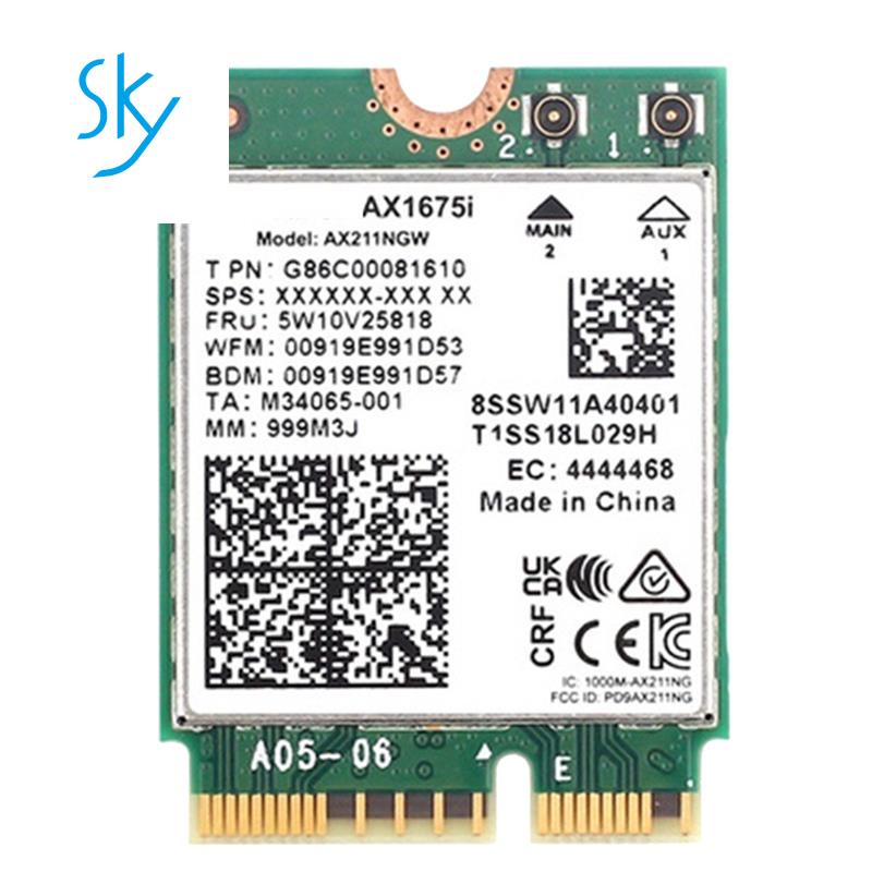 Thẻ WiFi Không Dây AX1675I 6E M.2 Key E CNVio 2 Tri Band 2.4G / 5G / 6Ghz AX211 Hỗ Trợ Win 10