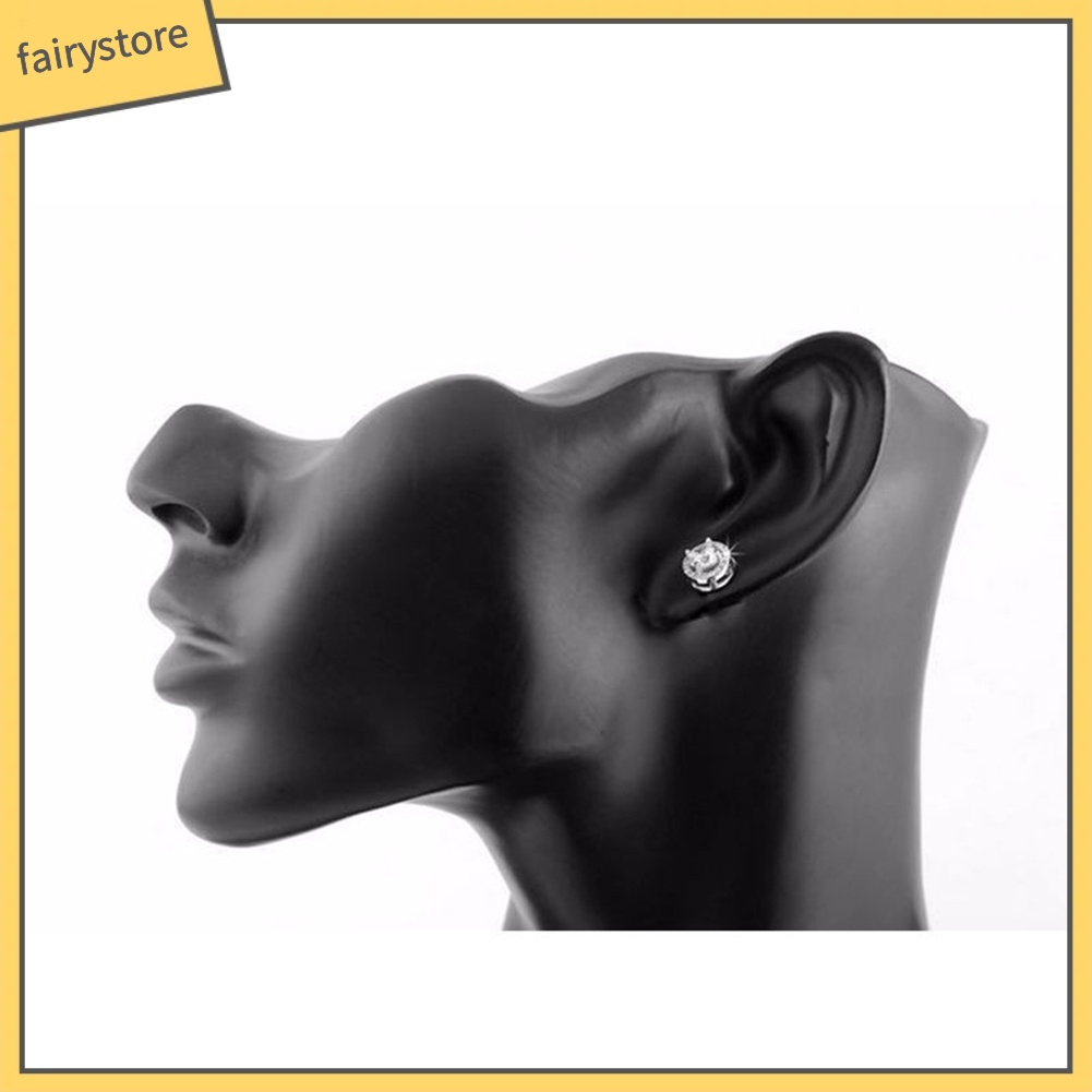 Bông Tai Tròn Đính Đá Zircon Lấp Lánh Thời Trang Dành Cho Nữ