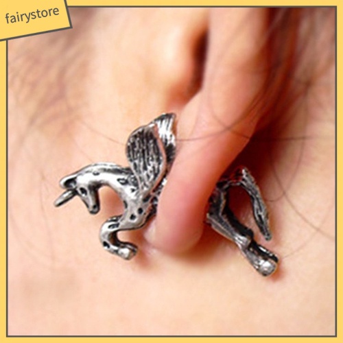 Khuyên Tai Hình Ngựa Bay Phong Cách Punk Vintage Sáng Tạo