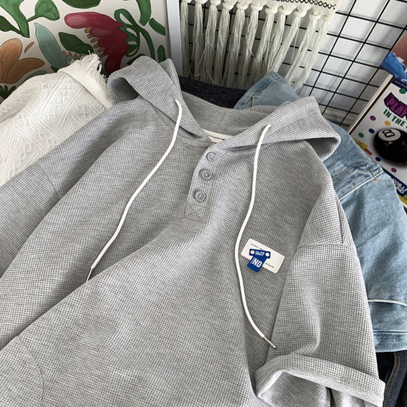 Áo Thun Nam Có Nón Tay Ngắn Phong Cách Hong Kong Thời Trang Mùa Hè