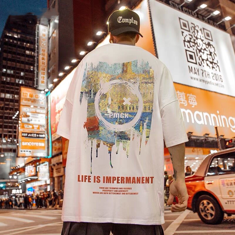 Áo Thun Tay Ngắn Dáng Rộng Phong Cách Hip Hop Thời Trang Âu Mỹ Cho Nam Giới