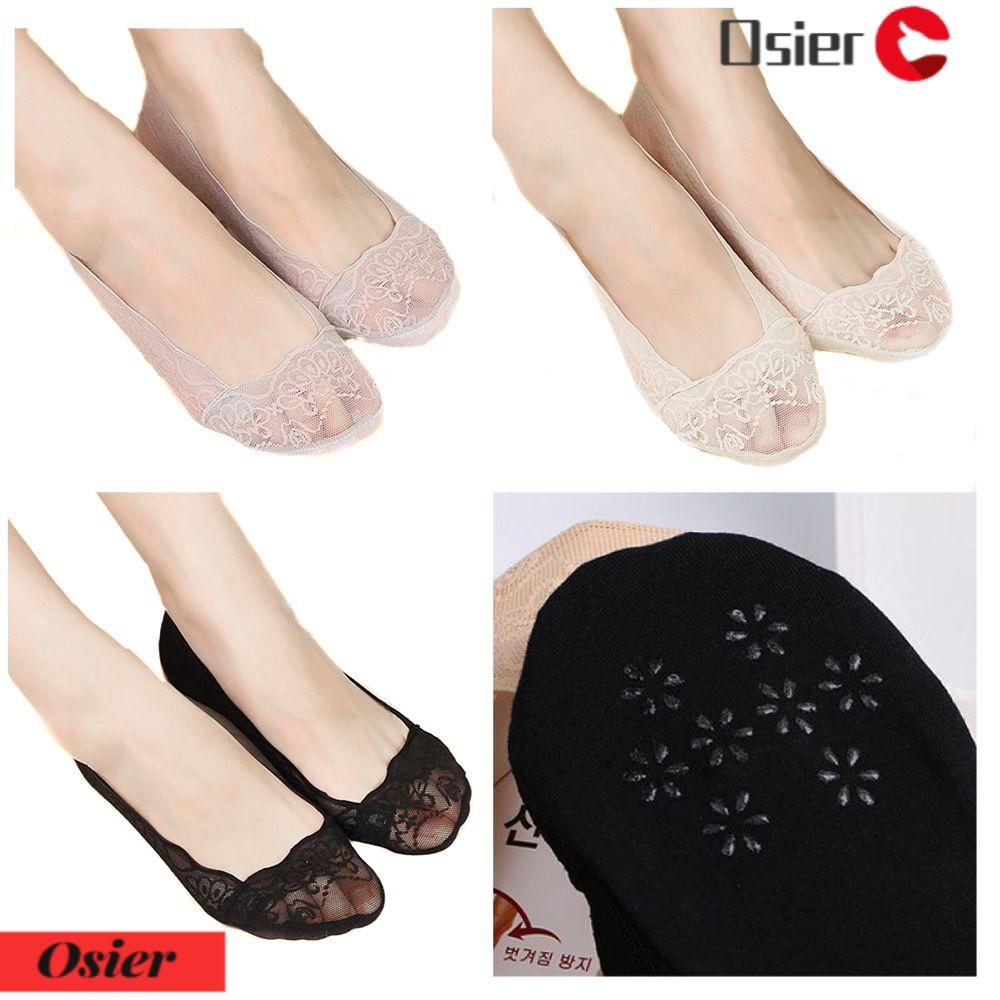 1 Đôi Tất Ren Cotton Cổ Thấp Chống Trượt Thời Trang Cho Nữ