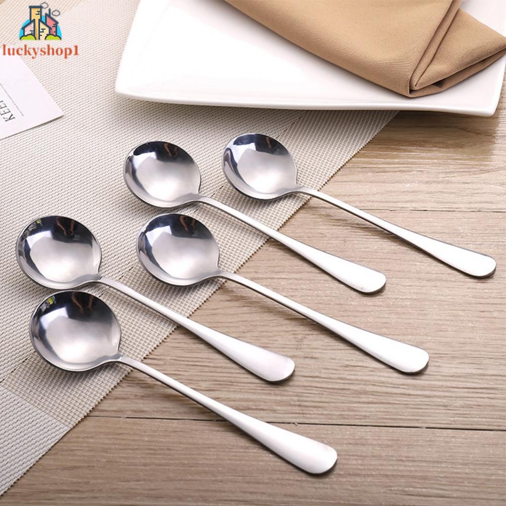 Muỗng Múc Canh Cán Dài Màu Bạc