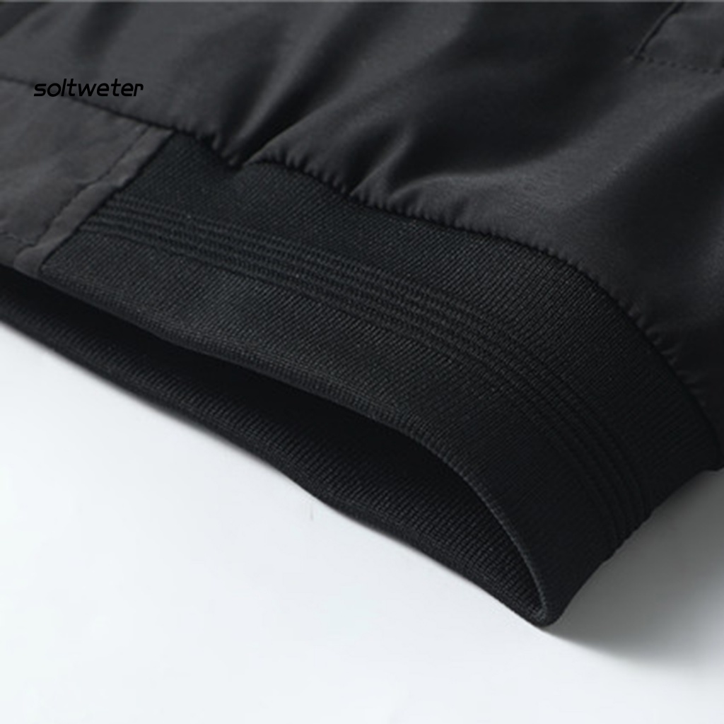 Áo Khoác Nam Dài Tay Cổ Đứng Dáng Rộng Màu Trơn Phối Khóa Kéo Kiểu Hàn Quốc Thời Trang Xuân Thu