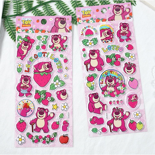 Hình dán sticker nổi 3D Gấu Dâu Lotso, Gấu Dâu Miniso cho bé