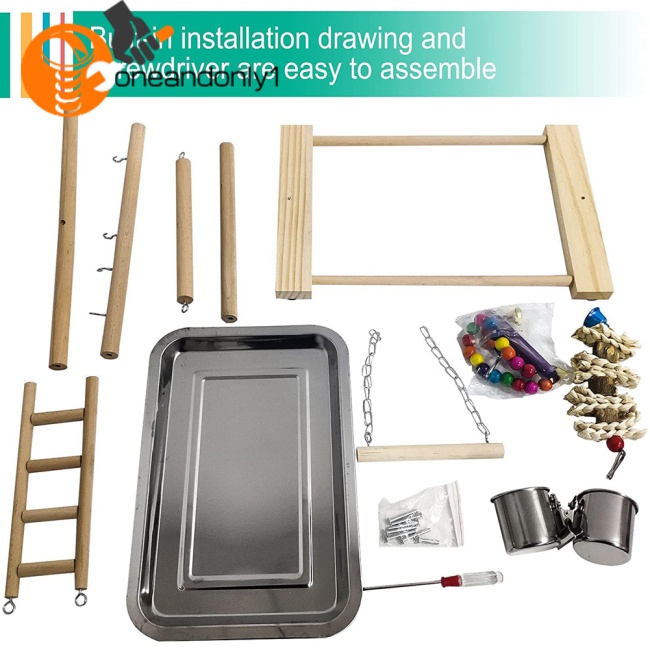 Thang Leo Bằng Gỗ Kèm Chuông Dùng Huấn Luyện Chim Vẹt Đứng