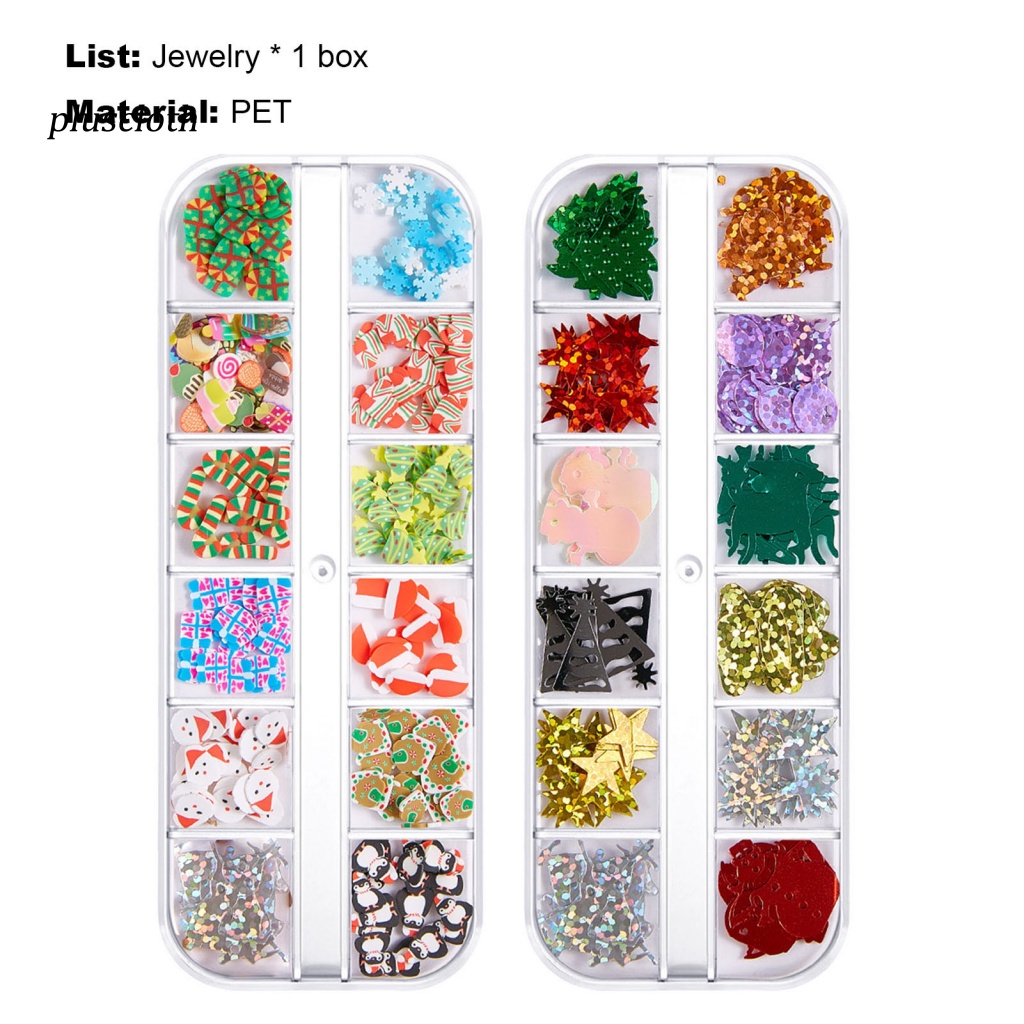 1 Hộp Phụ Kiện Trang Trí Móng Tay Nghệ Thuật Tạo Hiệu Ứng 3D Siêu Mỏng Phong Cách Giáng Sinh Cho Nữ