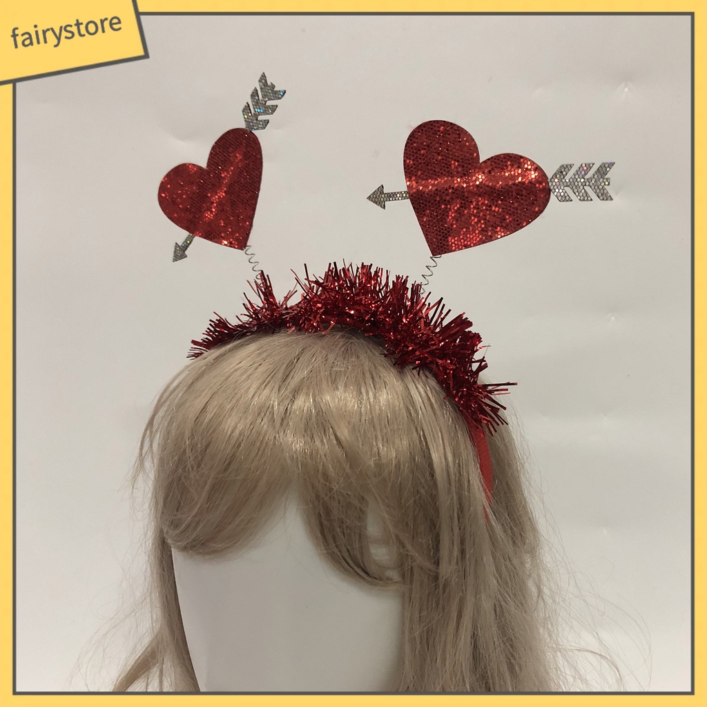 [FRO] Băng Đô Đính Kim Sa Đỏ Tạo Không Khí Co Giãn Chống Trượt Làm Quà Tặng Valentines