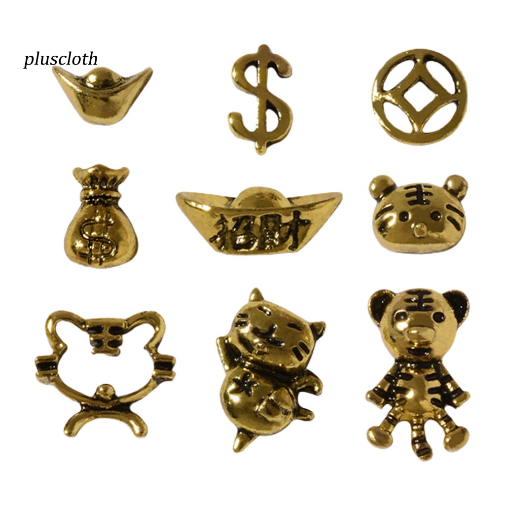 Set 10 Phụ Kiện Trang Trí Móng Tay Nghệ Thuật Hình Chú Hổ Bằng Hợp Kim