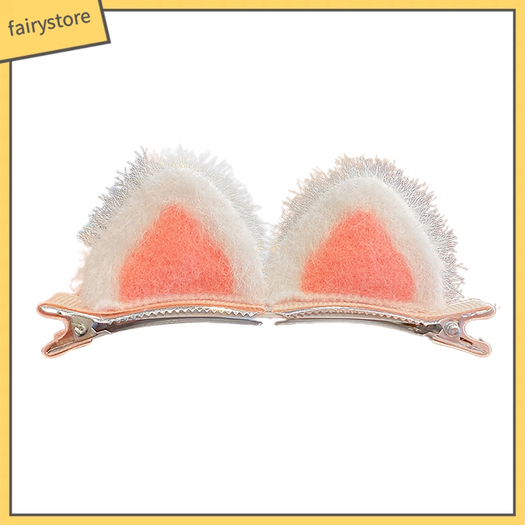 Set 10 Kẹp Tóc Hình Tai Mèo Có Răng Nhỏ Co Giãn Chống Trượt Màu Sắc Tương Phản Trang Trí Biểu Diễn Cho Bé Gái