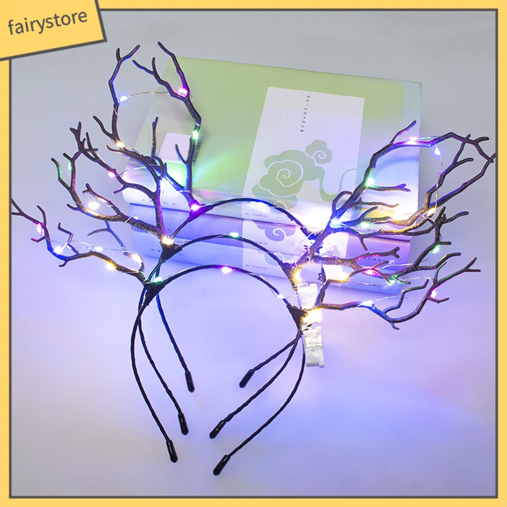 Băng Đô Cài Tóc Hình Sừng Hươu Có Đèn LED Phát Sáng Dành Cho Nữ