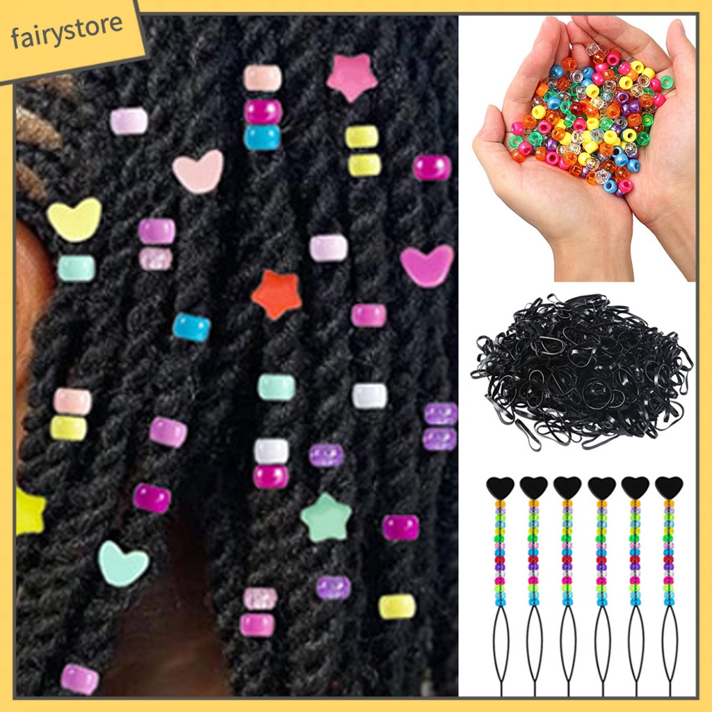 1 Bộ Hạt Xỏ Vòng Tay / Dây Thun Nhiều Màu Dùng Làm Trang Sức Nghệ Thuật