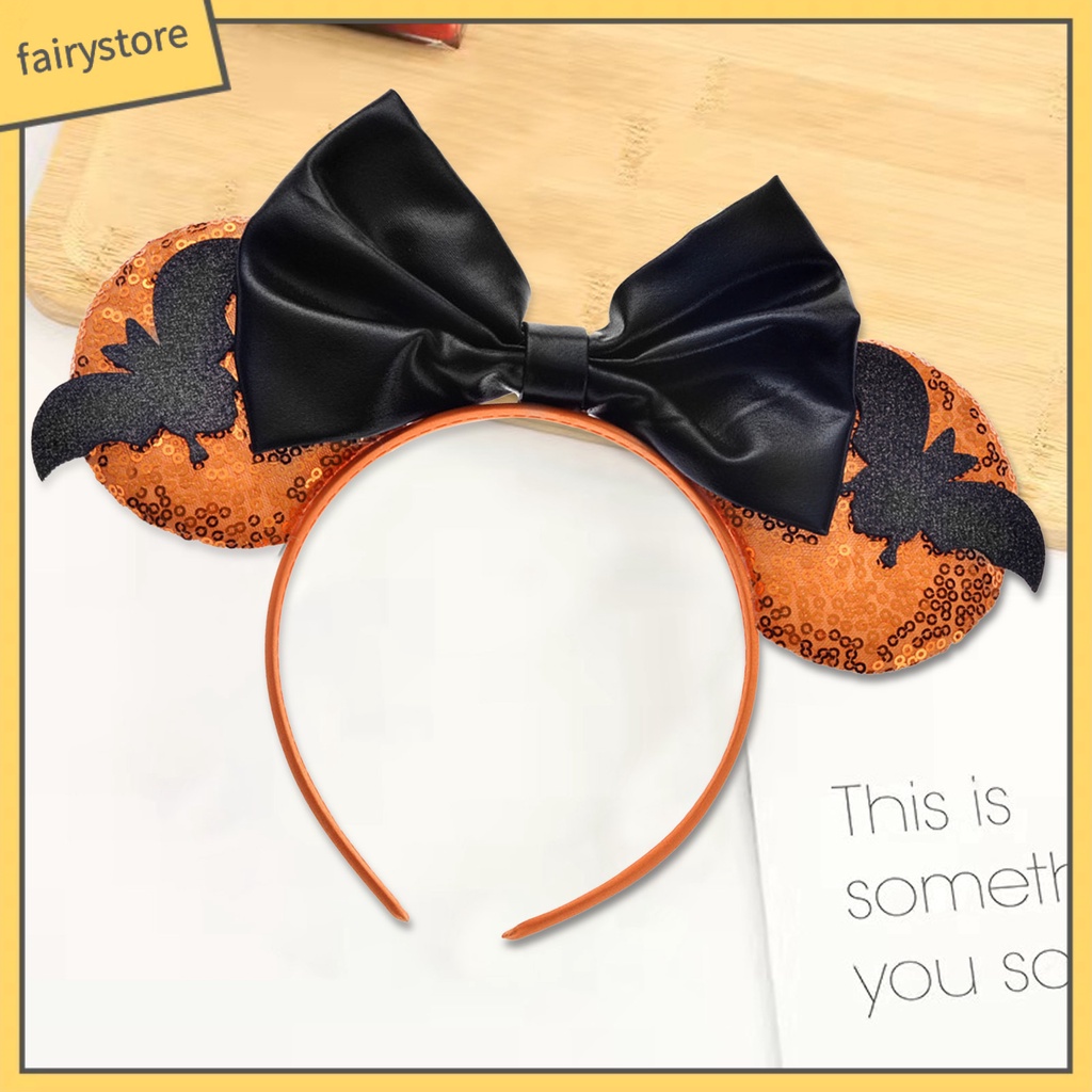 Băng Đô Cài Tóc Hình Nơ Đính Kim Sa Màu Sắc Tương Phản Trọng Lượng Nhẹ Có Thể Tái Sử Dụng Cho Tiệc Halloween