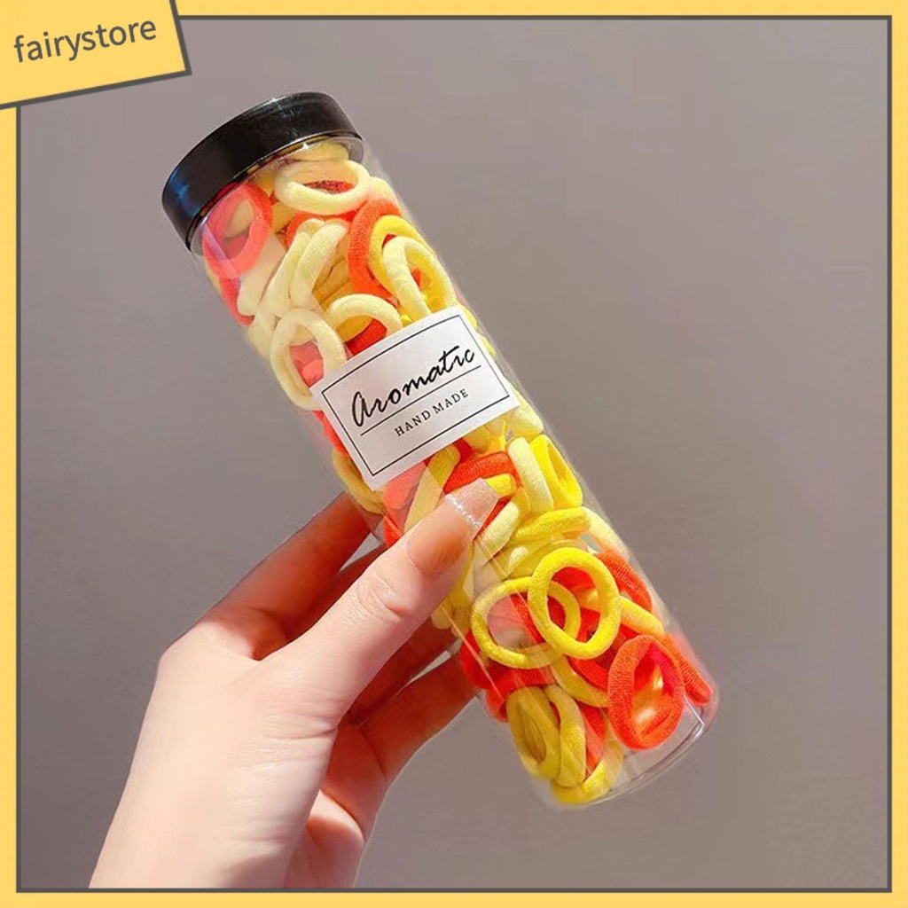 Set 100 Dây Cột Tóc Co Giãn Chống Rơi Màu Kẹo Cho Nữ