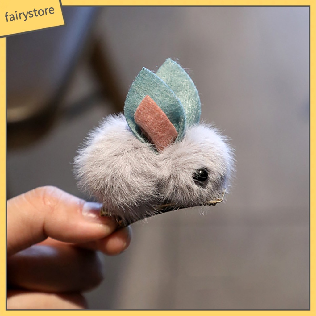 Kẹp Tóc Giả Da Hình Thỏ Nhồi Bông Mềm Mại Cho Nữ