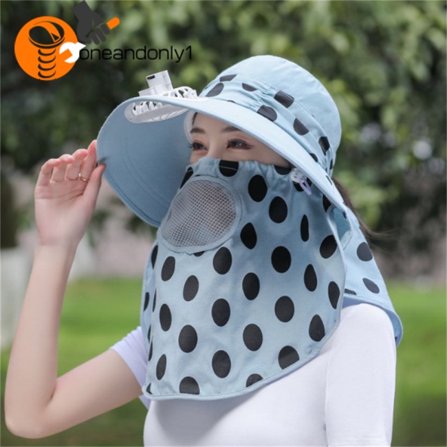Mũ Chống Nắng Kèm Quạt Bảo Vệ Cổ Chống Tia Uv Có Thể Sạc Lại Dùng Khi Leo Núi