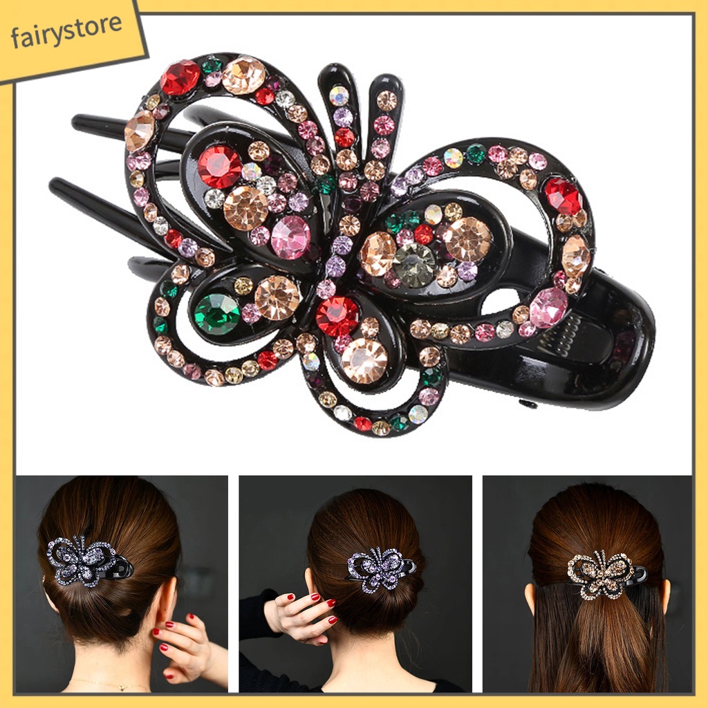 Kẹp Tóc Hình Bướm Đính Đá Chống Trượt Màu Sắc Tươi Sáng Ngọt Ngào