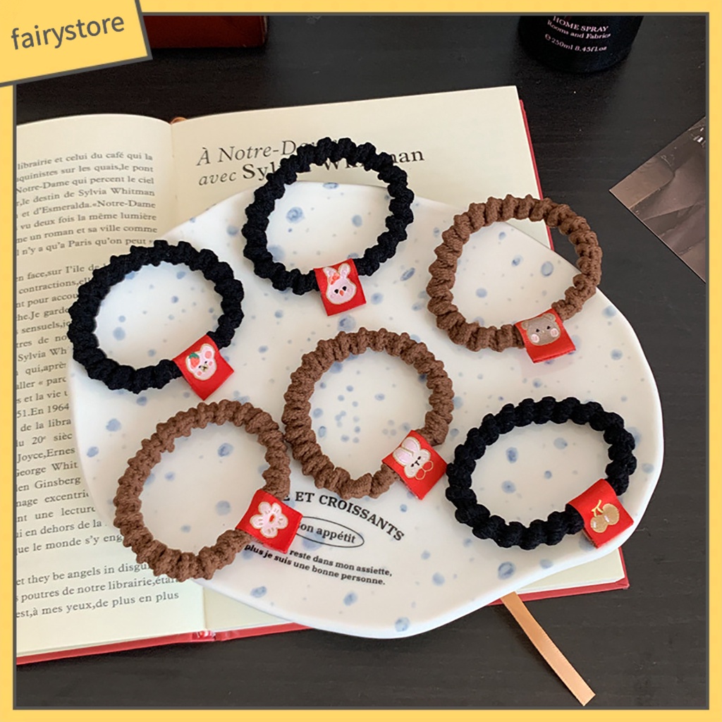 Bộ 2 Dây Cột Tóc Co Giãn Chống Trượt Hình Thỏ Xinh Xắn