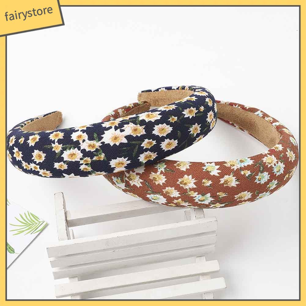 Băng Đô Cài Tóc Bằng Xốp In Họa Tiết Hoa Xinh Xắn Thời Trang Cho Nữ