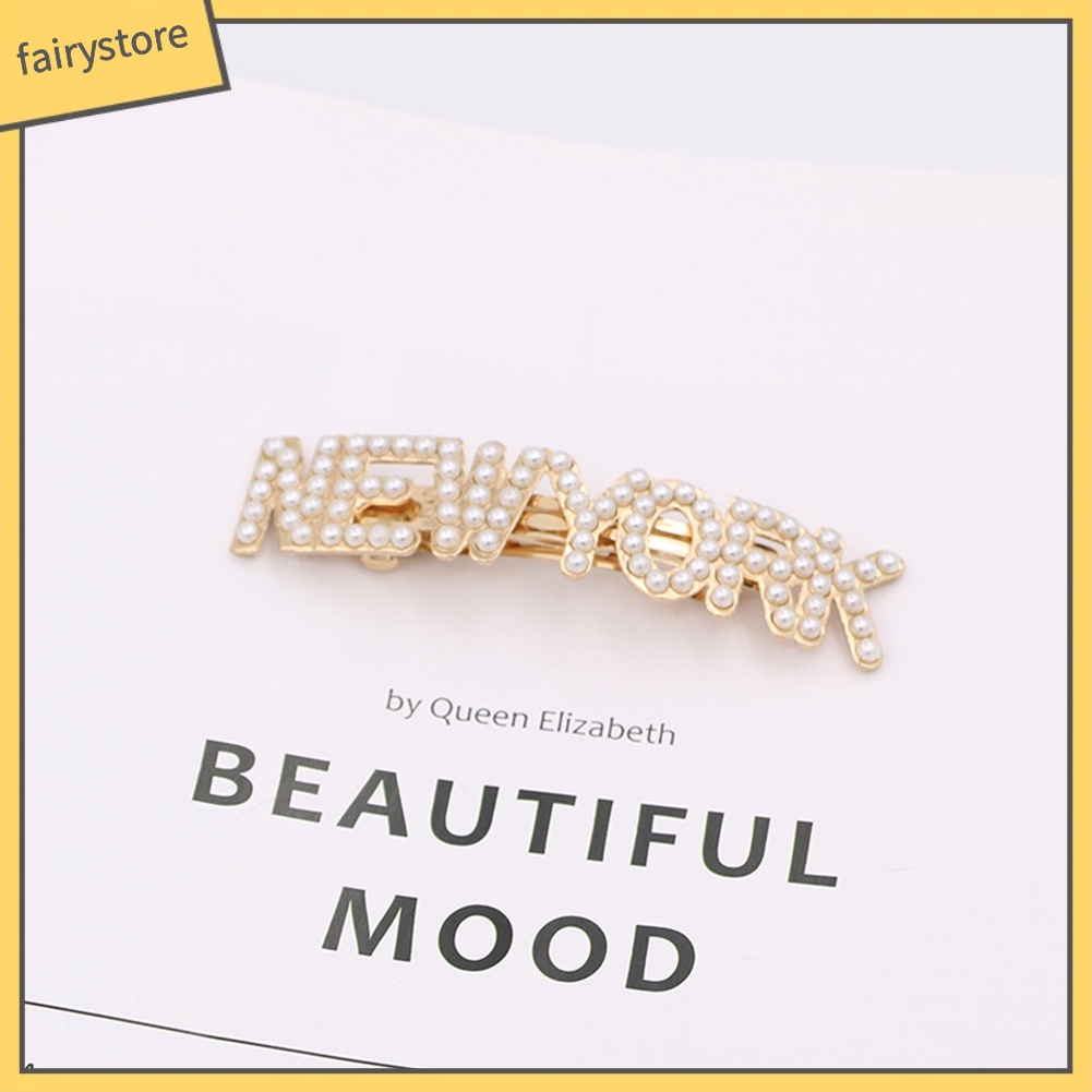 Kẹp Tóc Đính Ngọc Trai Giả Hình Chữ Nổi Tiếng Phong Cách Retro Cho Nữ