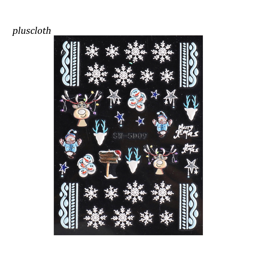 &lt; Pluscloth &gt; Miếng Dán Móng Tay Móng Tay Tự Dính Không Phai Chống Nước Dễ Tháo Gỡ Chủ Đề Giáng Sinh / Ambience DIY