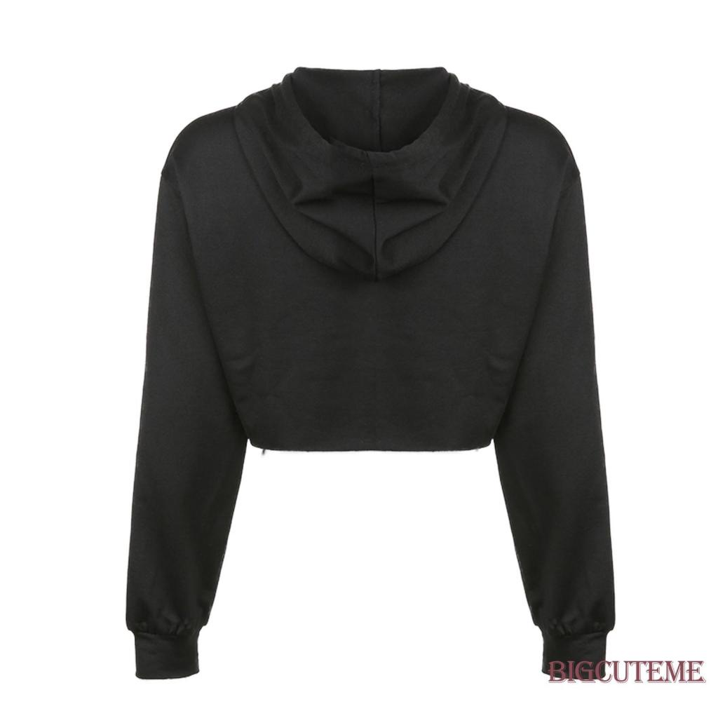 Áo Hoodie Crop Top Tay Dài In Hình Bộ Xương Thoải Mái Vừa Vặn [] [] Cho Nữ