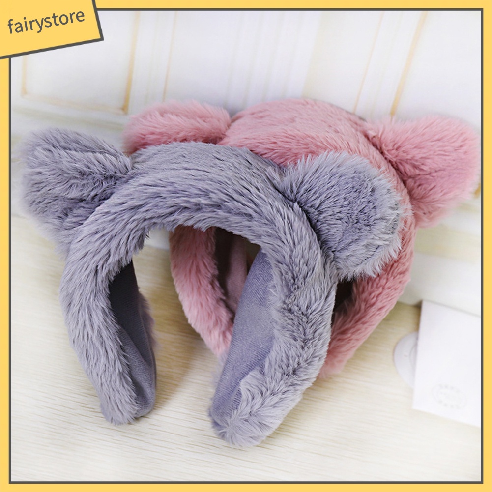 Cài Tóc Tai Thỏ Phủ Lông Mềm Mại Giữ Ấm Mùa Đông Cho Nữ