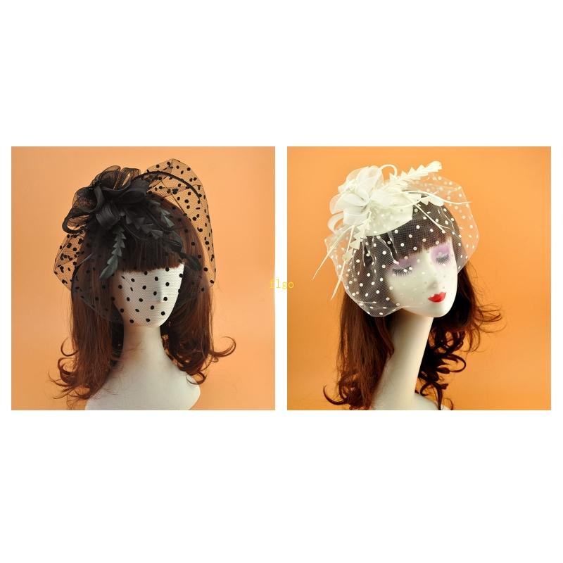 Flgo Phụ Kiện Cài Tóc Hình Lông Vũ Phong Cách Bohemian Phối Ruy Băng Lưới