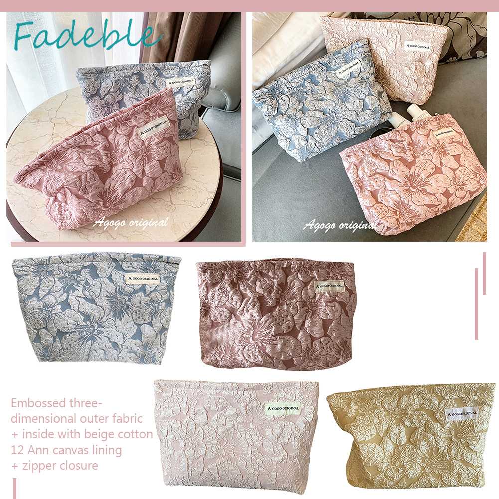 Túi Đựng Mỹ Phẩm Catton Sức Chứa Lớn Họa Tiết Hoa Dành Cho Nữ